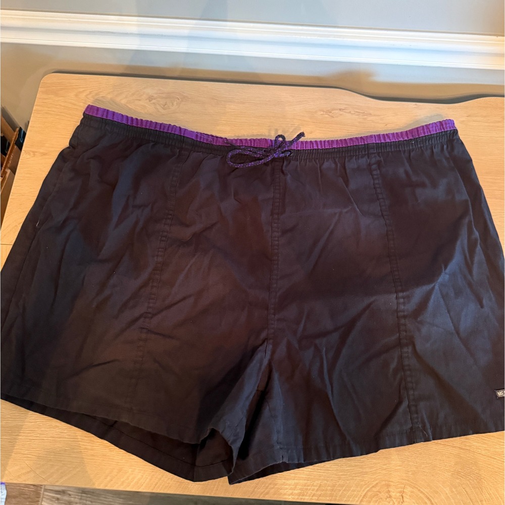 Members Only Vintage Black Purple Swim Trunks Mesh Lined Big Man 3X Mens Shorts